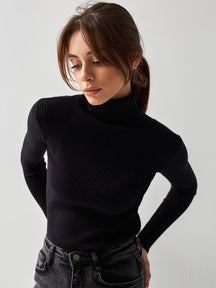 Women's Fitted Ribbed Turtleneck Sweater — View 25