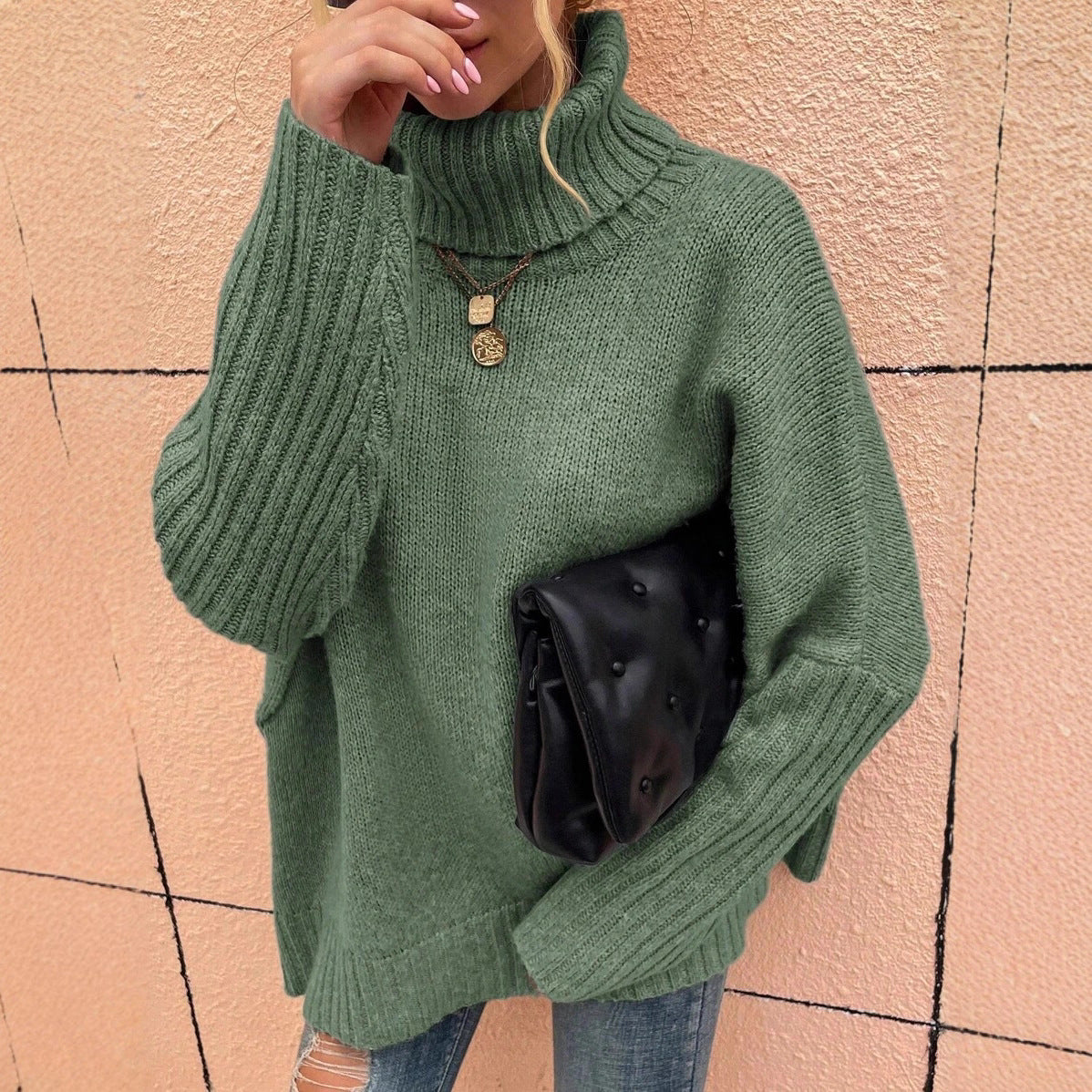 Women's Ribbed Turtleneck Sweater — View 1
