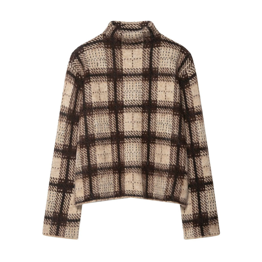 Women's Plaid Turtleneck Sweater — View 2