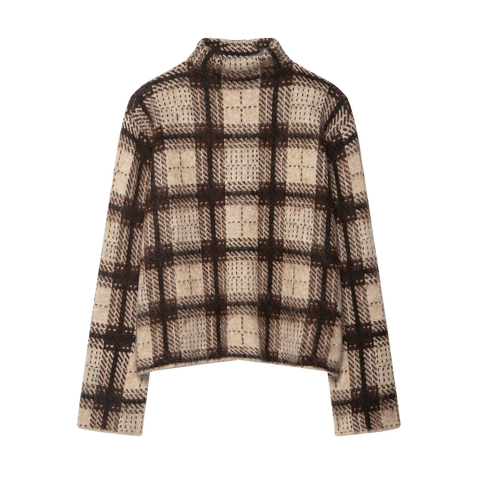 Women's Plaid Turtleneck Sweater — View 2