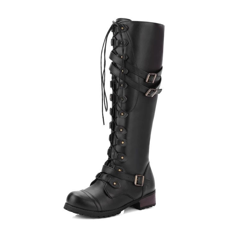 Women's Lace Up Buckle Boots — View 1