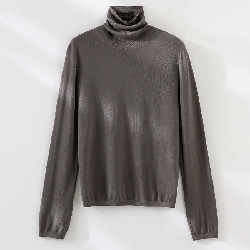 Women's Ribbed Fine Knit Turtleneck Sweater — View 8