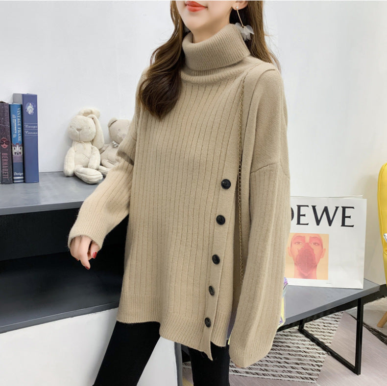 Women's Button Detail Turtleneck Sweater — View 1
