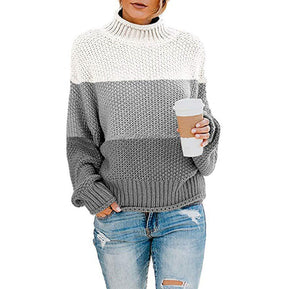 Women's Oversized Ribbed Chunky Knit Turtleneck Sweater — View 8