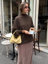 Women's Oversized Ribbed Balloon Sleeve Turtleneck Sweater — View 6