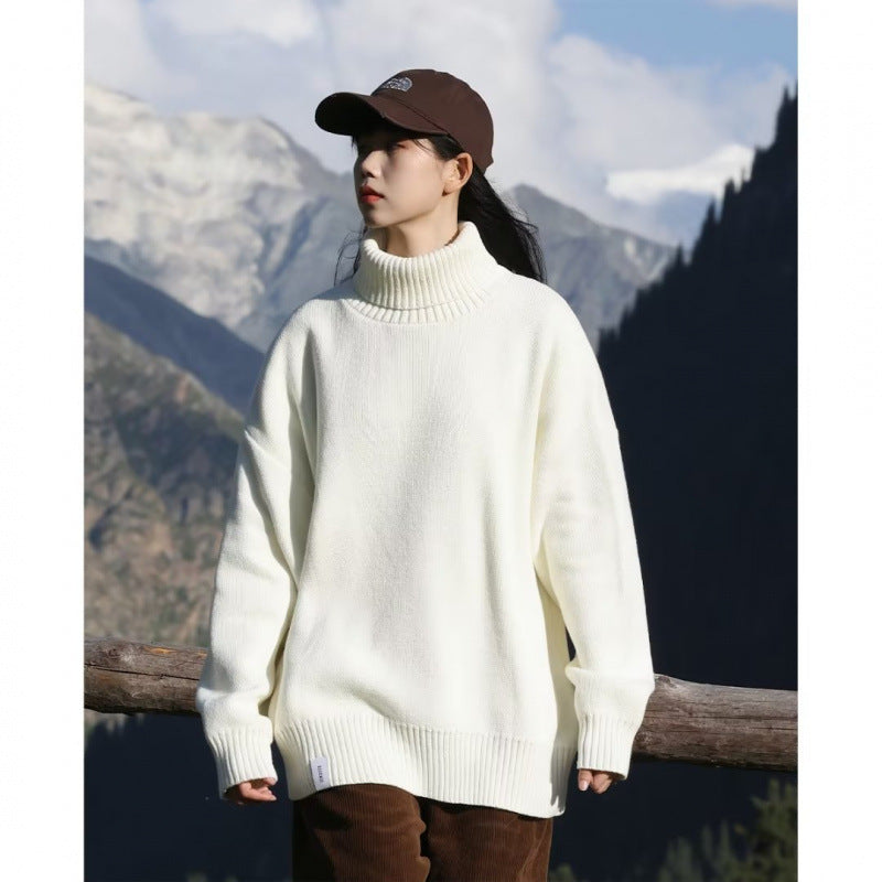 Women's Wool Blend Oversized Ribbed Turtleneck Sweater — View 1