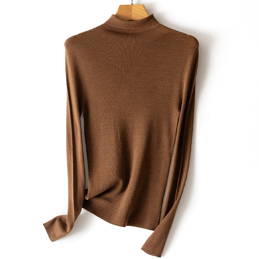 Women's Ribbed Fine Knit Turtleneck Sweater — View 4