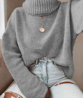 Women's Oversized Chunky Knit Turtleneck Sweater — View 12