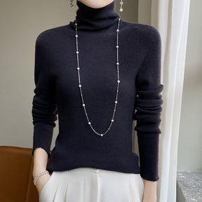 Women's Fitted Ribbed Fine Knit Turtleneck Sweater — View 13