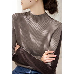 Women's Ribbed Textured Turtleneck Sweater — View 8