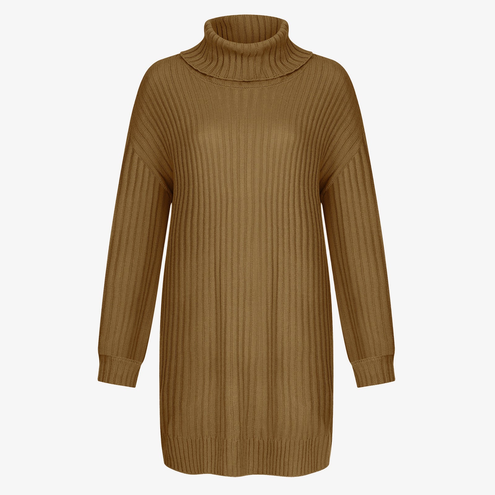 Women's Relaxed Fit Ribbed Chunky Knit Turtleneck Sweater — View 10