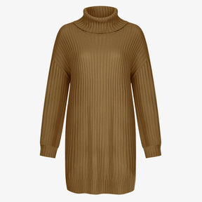 Women's Relaxed Fit Ribbed Chunky Knit Turtleneck Sweater — View 10