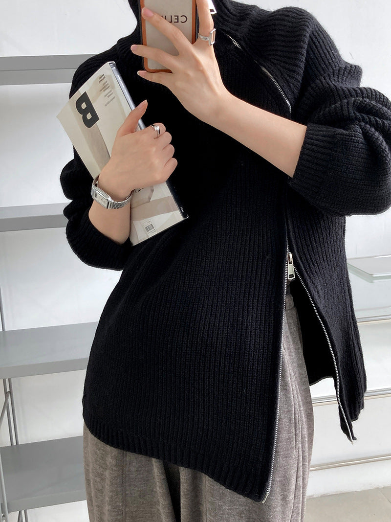 Women's Side Slit Turtleneck Sweater — View 7