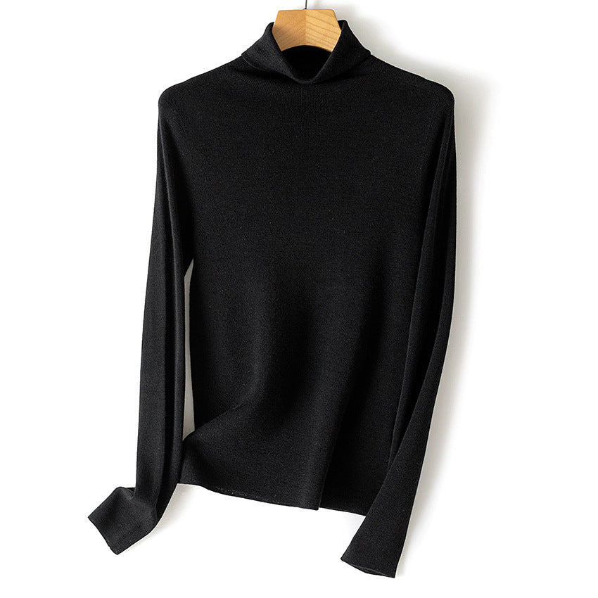 Women's Ribbed Fine Knit Turtleneck Sweater — View 16