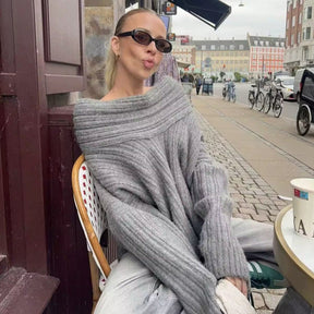 Women's Ribbed Chunky Knit Turtleneck Sweater — View 1