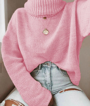Women's Oversized Chunky Knit Turtleneck Sweater — View 7