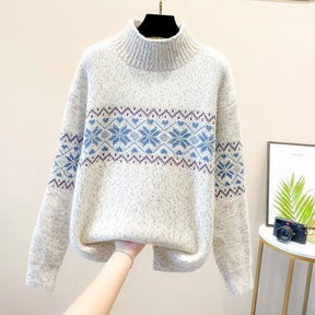 Women's Ribbed Fair Isle Turtleneck Sweater — View 3