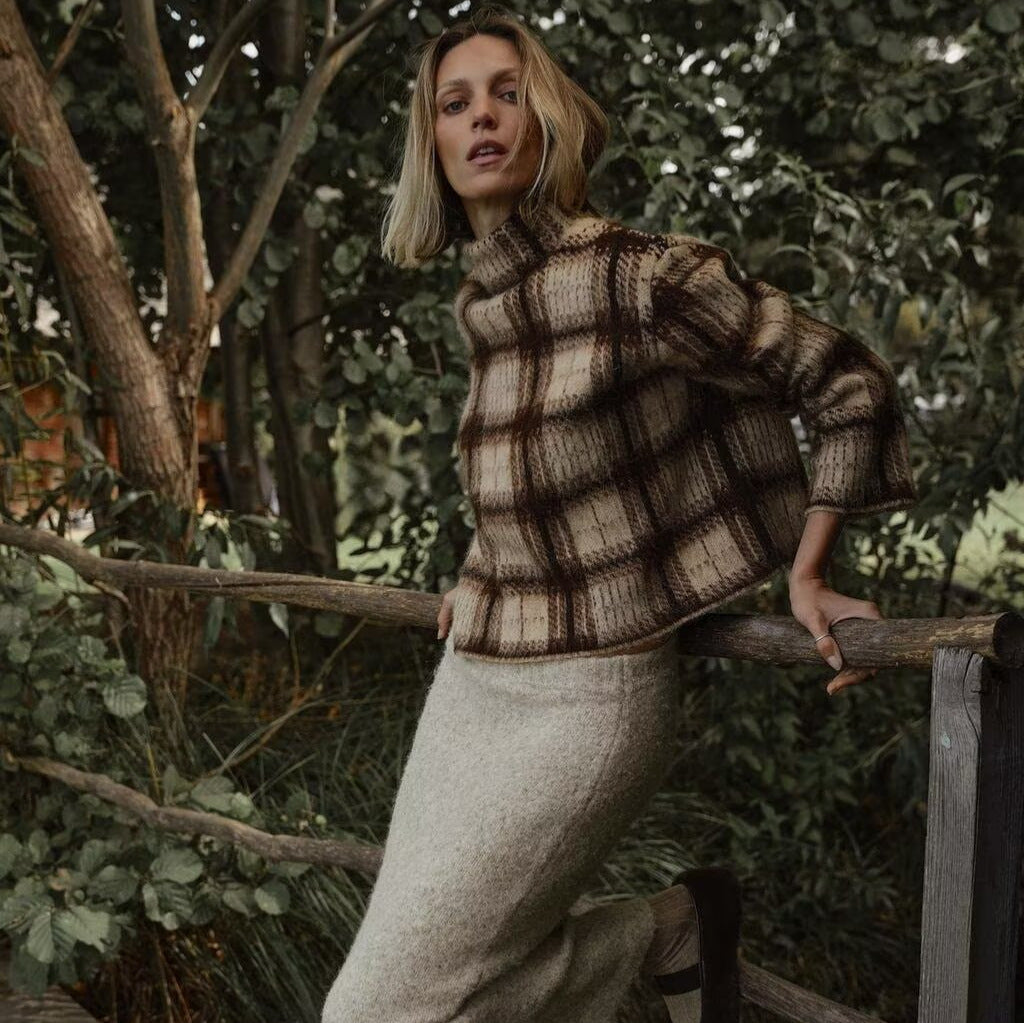 Women's Plaid Turtleneck Sweater — View 1