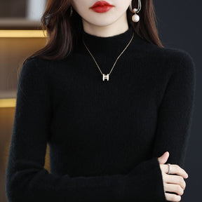 Women's Fine Knit Mock Neck Sweater — View 7