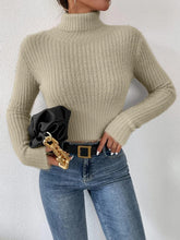 Women's Mohair Ribbed Cropped Turtleneck Sweater — View 9