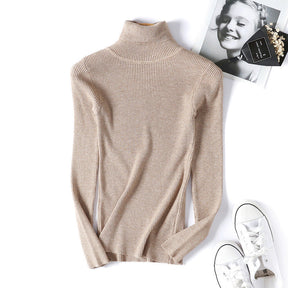 Women's Fitted Ribbed Textured Turtleneck Sweater — View 8