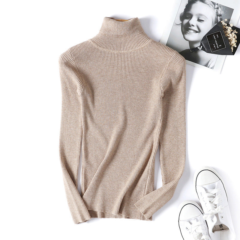 Women's Fitted Ribbed Textured Turtleneck Sweater — View 8