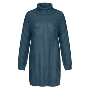 Women's Relaxed Fit Ribbed Chunky Knit Turtleneck Sweater — View 4