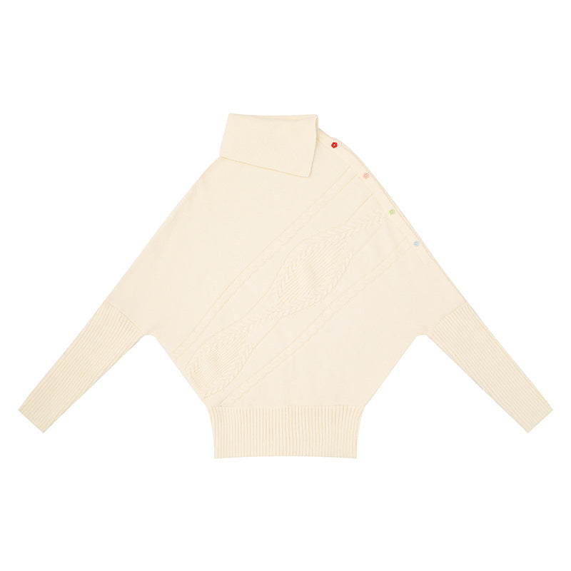 Women's Oversized Cable Knit Ribbed Turtleneck Sweater — View 7