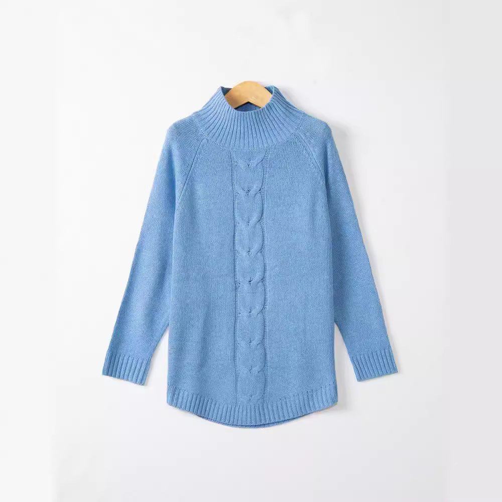 Women's Cable Knit Ribbed Fine Knit Turtleneck Sweater — View 4