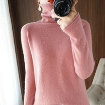 Women's Fitted Fine Knit Thumbhole Turtleneck Sweater — View 12