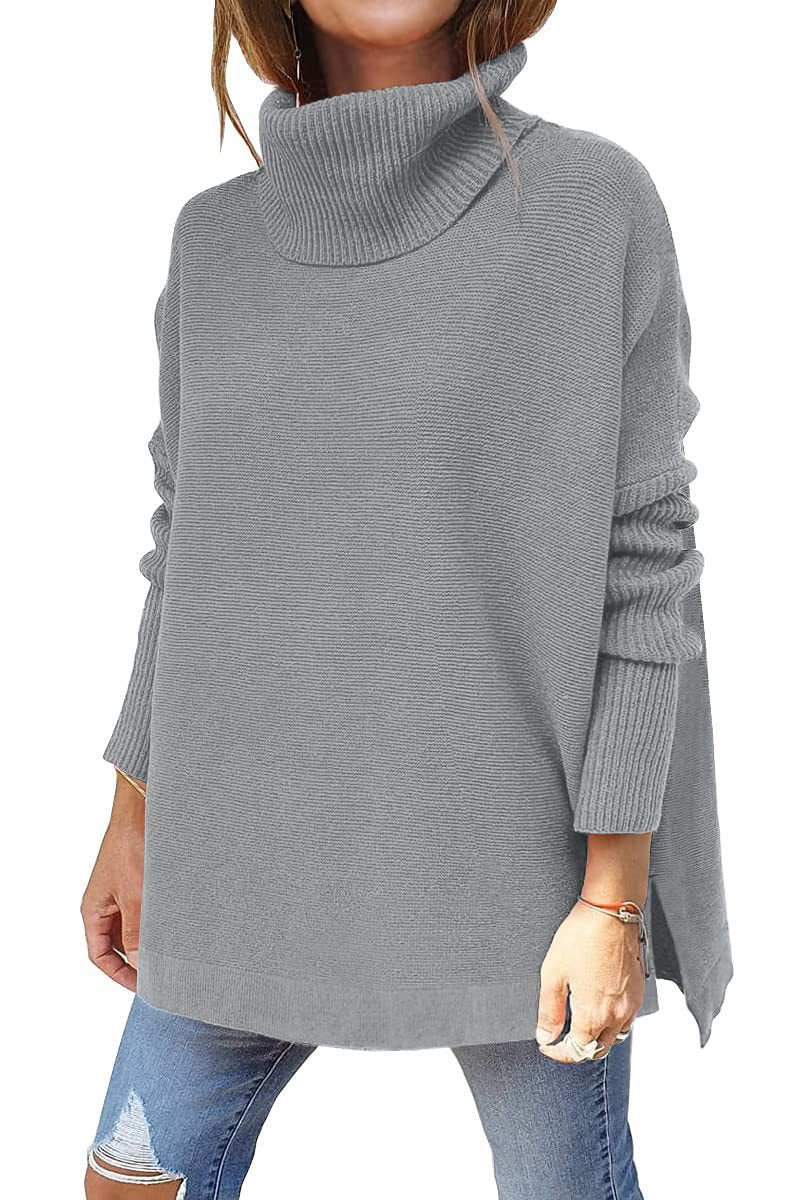Women's Relaxed Fit Textured Turtleneck Sweater — View 11