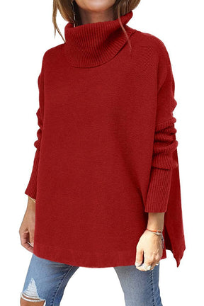 Women's Relaxed Fit Textured Turtleneck Sweater — View 4