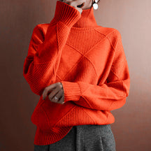 Women's Fine Knit Geometric Turtleneck Sweater — View 10