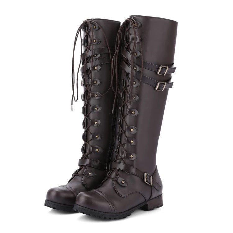 Women's Lace Up Buckle Boots — View 2