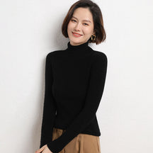 Women's Fitted Ribbed Fine Knit Turtleneck Sweater — View 19