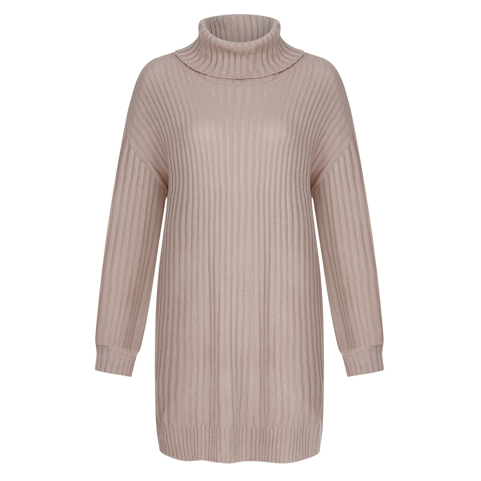 Women's Relaxed Fit Ribbed Chunky Knit Turtleneck Sweater — View 9
