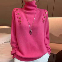Women's Button Detail Turtleneck Sweater — View 9