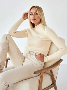 Women's Fitted Ribbed Cropped Turtleneck Sweater — View 21