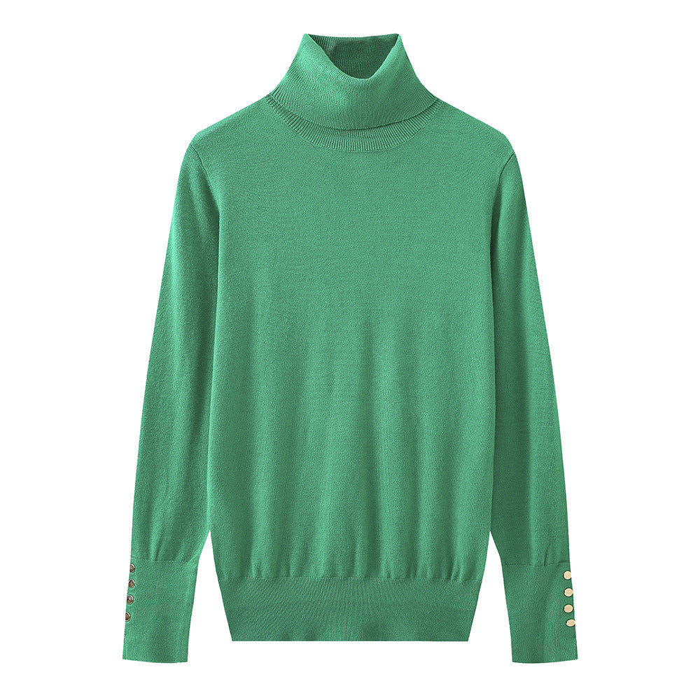 Women's Button Detail Turtleneck Sweater — View 9