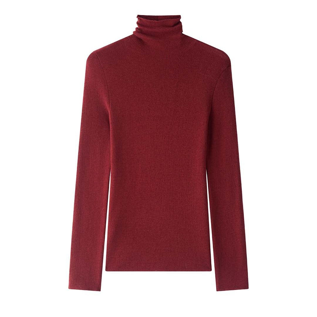 Women's Fitted Ribbed Fine Knit Turtleneck Sweater — View 5