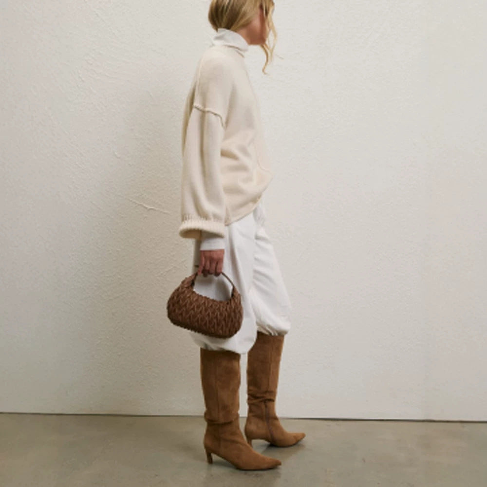 Women's Oversized Drop Shoulder Turtleneck Sweater — View 3