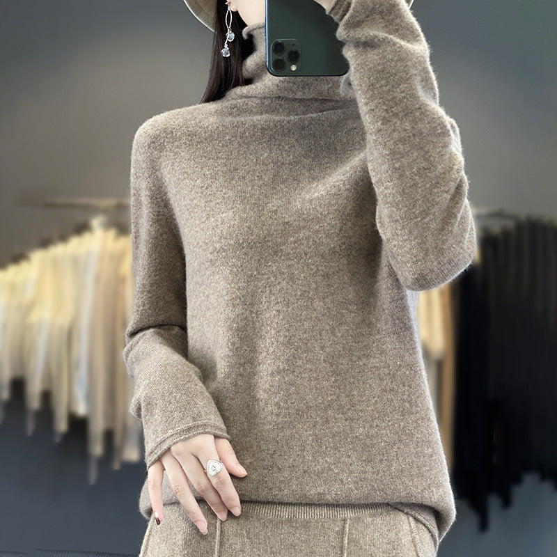 Women's Cashmere Ribbed Fine Knit Turtleneck Sweater — View 13