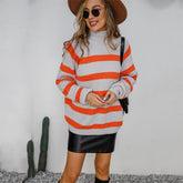 Women's Oversized Striped Turtleneck Sweater — View 6