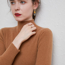 Women's Cashmere Fitted Ribbed Turtleneck Sweater — View 8