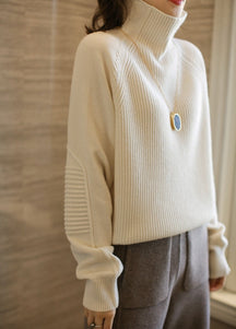 Women's Ribbed Fine Knit Raglan Sleeve Turtleneck Sweater — View 6