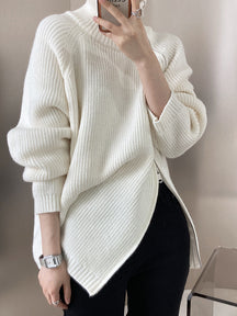 Women's Side Slit Turtleneck Sweater — View 8