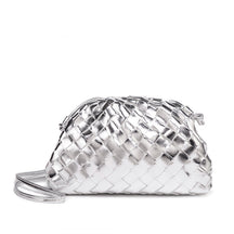 Women's Woven Mini Crossbody Bag in Metallic Silver by Juana Fashion