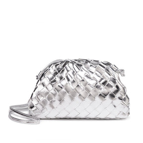 Women's Woven Mini Crossbody Bag in Metallic Silver by Juana Fashion