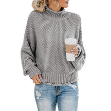 Women's Relaxed Fit Chunky Knit Turtleneck Sweater — View 19