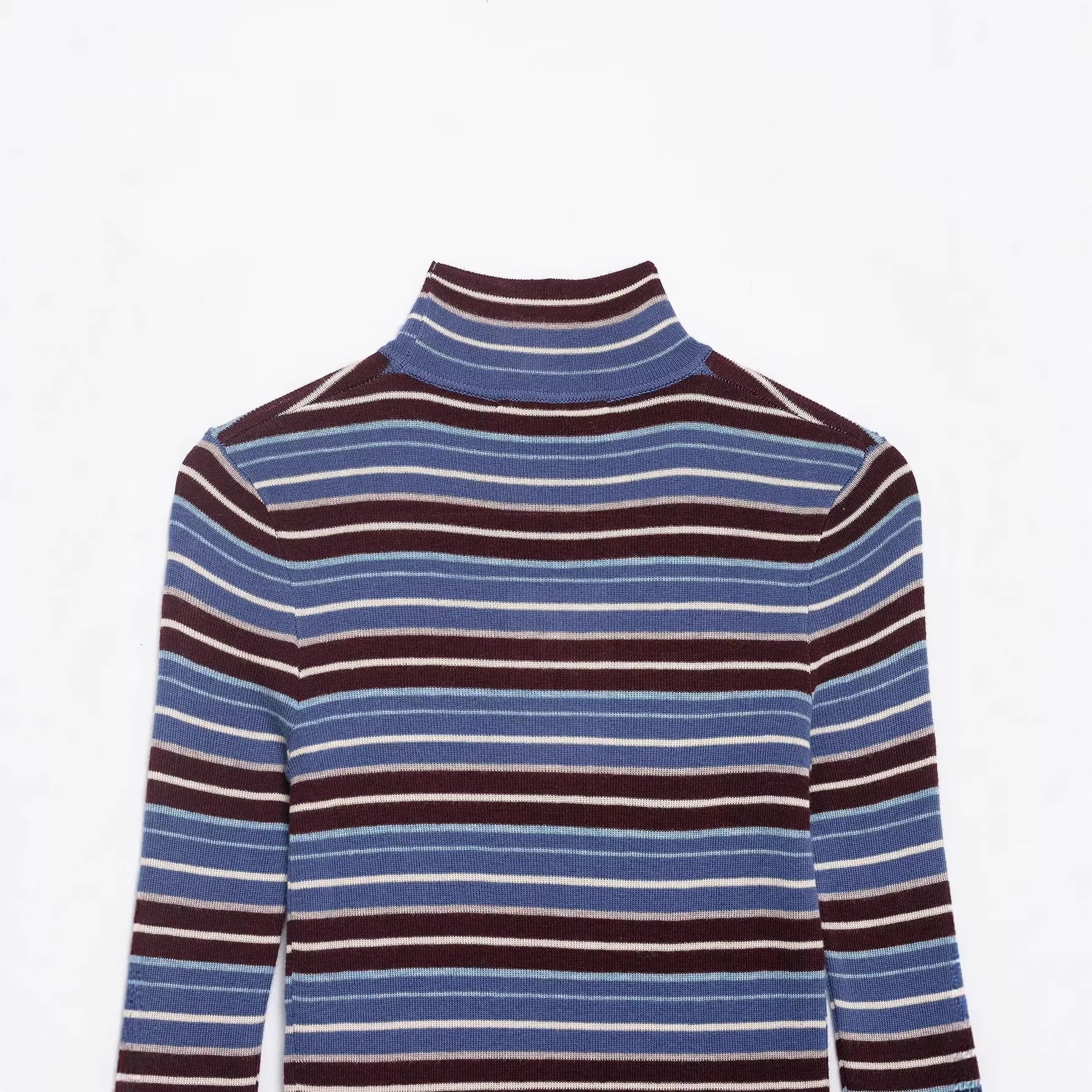 Women's Fitted Ribbed Fine Knit Turtleneck Sweater — View 3